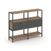 Shelf System Двухсекционный стеллаж трехярусный с ящиками SN.STM-322 Дуб Табак/Антрацит/Металл Антра