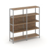 Shelf System Двухсекционный стеллаж четырехярусный SN.STM-421 Дуб Табак/Металл Серый 1590*400*1613