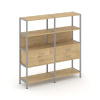 Shelf System Двухсекционный стеллаж четырехярусный с ящиками SN.STM-422 Тиквуд Светлый/Металл Серый