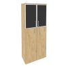 Onix Шкаф высокий широкий O.ST-1.7 R black Тиквуд Светлый/Стекло Black 800*420*1977