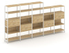 Shelf System Пятисекционный стеллаж пятиярусный с ящиками SN.STM-551 Тиквуд Светлый/Металл Белый 393