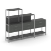 Shelf System Трехсекционный стеллаж четырех/трех/двухярусный с ящиками SN.STM-431 Антрацит/Металл Се