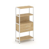 Shelf System Односекционный стеллаж четырехярусный с ящиками SN.STM-412 Тиквуд Светлый/Металл Белый