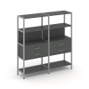 Shelf System Двухсекционный стеллаж четырехярусный с ящиками SN.STM-422 Антрацит/Металл Серый 1590*4