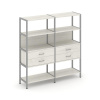 Shelf System Двухсекционный стеллаж четырехярусный с ящиками SN.STM-422 Дуб Наварра/Металл Серый 159
