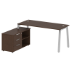 Metal System Рабочая станция с тумбой на А-образном м/к БА.РС-СТС-2.4 (L) Венге Цаво/Металл Серый 17