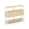 Shelf System Двухсекционный стеллаж трехярусный с ящиками SN.STM-322 Акация Лорка/Металл Белый 1590*