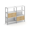 Shelf System Двухсекционный стеллаж трехярусный с ящиками SN.STM-323 Белый/Тиквуд Светлый/Металл Сер