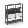 Shelf System Двухсекционный стеллаж четырехярусный с ящиками SN.STM-422 Антрацит/Дуб Наварра/Металл