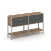 Shelf System Двухсекционный стеллаж двухярусный с ящиками SN.STM-222 Дуб Табак/Антрацит/Металл Серый