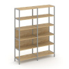 Shelf System Двухсекционный стеллаж пятиярусный SN.STM-521 Тиквуд Светлый/Металл Серый 1590*400*1980