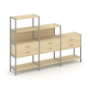Shelf System Трехсекционный стеллаж четырех/трех/двухярусный с ящиками SN.STM-431 Акация Лорка/Метал