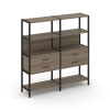 Shelf System Двухсекционный стеллаж четырехярусный с ящиками SN.STM-422 Вяз Благородный/Металл Черны