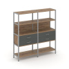 Shelf System Двухсекционный стеллаж четырехярусный с ящиками SN.STM-422 Дуб Табак/Антрацит/Металл Се
