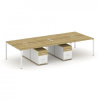 Concept Рабочая станция 6 мест с 2 двухсторонними опорными тумбами CN.DRS-346 W Сандал Янтарный/Белы