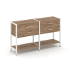 Shelf System Двухсекционный стеллаж двухярусный с ящиками SN.STM-222 Дуб Табак/Металл Белый 1590*400