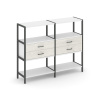 Shelf System Двухсекционный стеллаж трехярусный с ящиками SN.STM-322 Белый/Дуб Наварра/Металл Антрац
