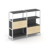 Shelf System Двухсекционный стеллаж трехярусный с ящиками SN.STM-323 Антрацит/Акация Лорка/Металл Бе