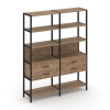 Shelf System Двухсекционный стеллаж пятиярусный с ящиками SN.STM-522 Дуб Табак/Металл Черный 1590*40