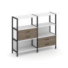 Shelf System Двухсекционный стеллаж трехярусный с ящиками SN.STM-323 Белый/Вяз Благородный/Металл Че