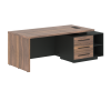Стол руководителя с тумбой VRCT 2190(R) Американский орех/Черный матовый/Яшма черный 2100х900х750 VE
