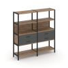 Shelf System Двухсекционный стеллаж четырехярусный с ящиками SN.STM-422 Дуб Табак/Антрацит/Металл Че