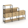 Shelf System Трехсекционный стеллаж четырех/трех/двухярусный с ящиками SN.STM-431 Тиквуд Светлый/Мет