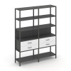 Shelf System Двухсекционный стеллаж пятиярусный с ящиками SN.STM-522 Антрацит/Белый/Металл Антрацит