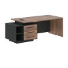 Стол руководителя с тумбой VRCT 2190(L) Американский орех/Черный матовый/Яшма черный 2100х900х750 VE
