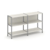 Shelf System Двухсекционный стеллаж двухярусный SN.STM-221 Дуб Наварра/Металл Серый 1590*400*879