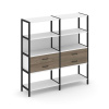 Shelf System Двухсекционный стеллаж четырехярусный с ящиками SN.STM-422 Белый/Вяз Благородный/Металл