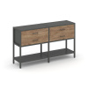Shelf System Двухсекционный стеллаж двухярусный с ящиками SN.STM-222 Антрацит/Дуб Табак/Металл Антра