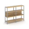 Shelf System Двухсекционный стеллаж трехярусный SN.STM-321 Тиквуд Светлый/Металл Серый 1590*400*1246