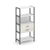 Shelf System Односекционный стеллаж четырехярусный с ящиками SN.STM-412 Белый/Дуб Наварра/Металл Ант