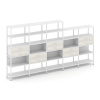 Shelf System Пятисекционный стеллаж пятиярусный с ящиками SN.STM-551 Белый/Дуб Наварра/Металл Белый