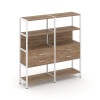 Shelf System Двухсекционный стеллаж четырехярусный с ящиками SN.STM-422 Дуб Табак/Металл Белый 1590*