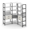 Shelf System Трехсекционный угловой стеллаж пятиярусный с ящиками SN.STMU-531 Белый/Дуб Наварра/Мета