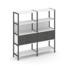 Shelf System Двухсекционный стеллаж четырехярусный с ящиками SN.STM-422 Белый/Антрацит/Металл Антрац