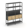 Shelf System Двухсекционный стеллаж пятиярусный с ящиками SN.STM-522 Антрацит/Тиквуд Светлый/Металл