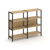 Shelf System Двухсекционный стеллаж трехярусный SN.STM-321 Тиквуд Светлый/Металл Черный 1590*400*124
