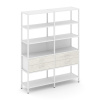 Shelf System Двухсекционный стеллаж пятиярусный с ящиками SN.STM-522 Белый/Дуб Наварра/Металл Белый