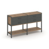 Shelf System Двухсекционный стеллаж двухярусный с ящиками SN.STM-222 Дуб Табак/Антрацит/Металл Антра