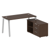 Metal System Рабочая станция с тумбой на А-образном м/к БА.РС-СТС-2.3 (R) Венге Цаво/Металл Серый 15