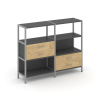 Shelf System Двухсекционный стеллаж трехярусный с ящиками SN.STM-323 Антрацит/Тиквуд Светлый/Металл