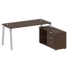 Metal System Рабочая станция с тумбой на А-образном м/к БА.РС-СТС-2.4 (R) Венге Цаво/Металл Серый 17
