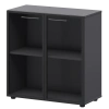 Шкаф низкий со стеклом в ал. рамке СМШ28RS Графит 792x380x811 Кортез