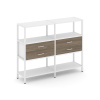 Shelf System Двухсекционный стеллаж трехярусный с ящиками SN.STM-322 Белый/Вяз Благородный/Металл Бе