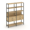 Shelf System Двухсекционный стеллаж пятиярусный с ящиками SN.STM-522 Тиквуд Светлый/Металл Антрацит