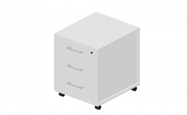 Тумба мобильная узкая 3 ящика ручки - алюминий OMP3S