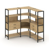Shelf System Трехсекционный угловой стеллаж четырехярусный с ящиками SN.STMU-431 Тиквуд Светлый/Мета
